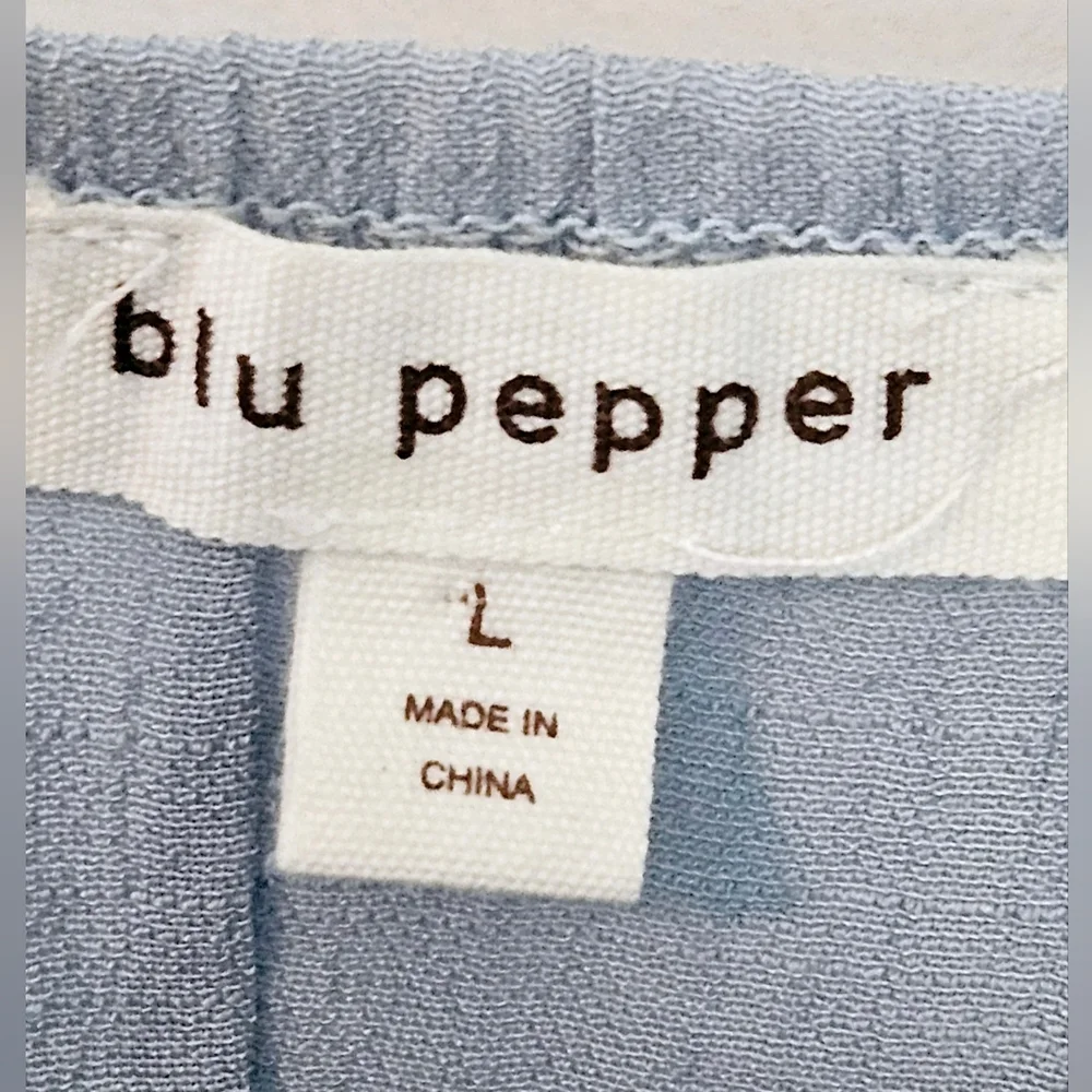 Blu Pepper Sky Blue Elastic Tank Top Women’s Embroidery Size Large - Picture 5 of 12